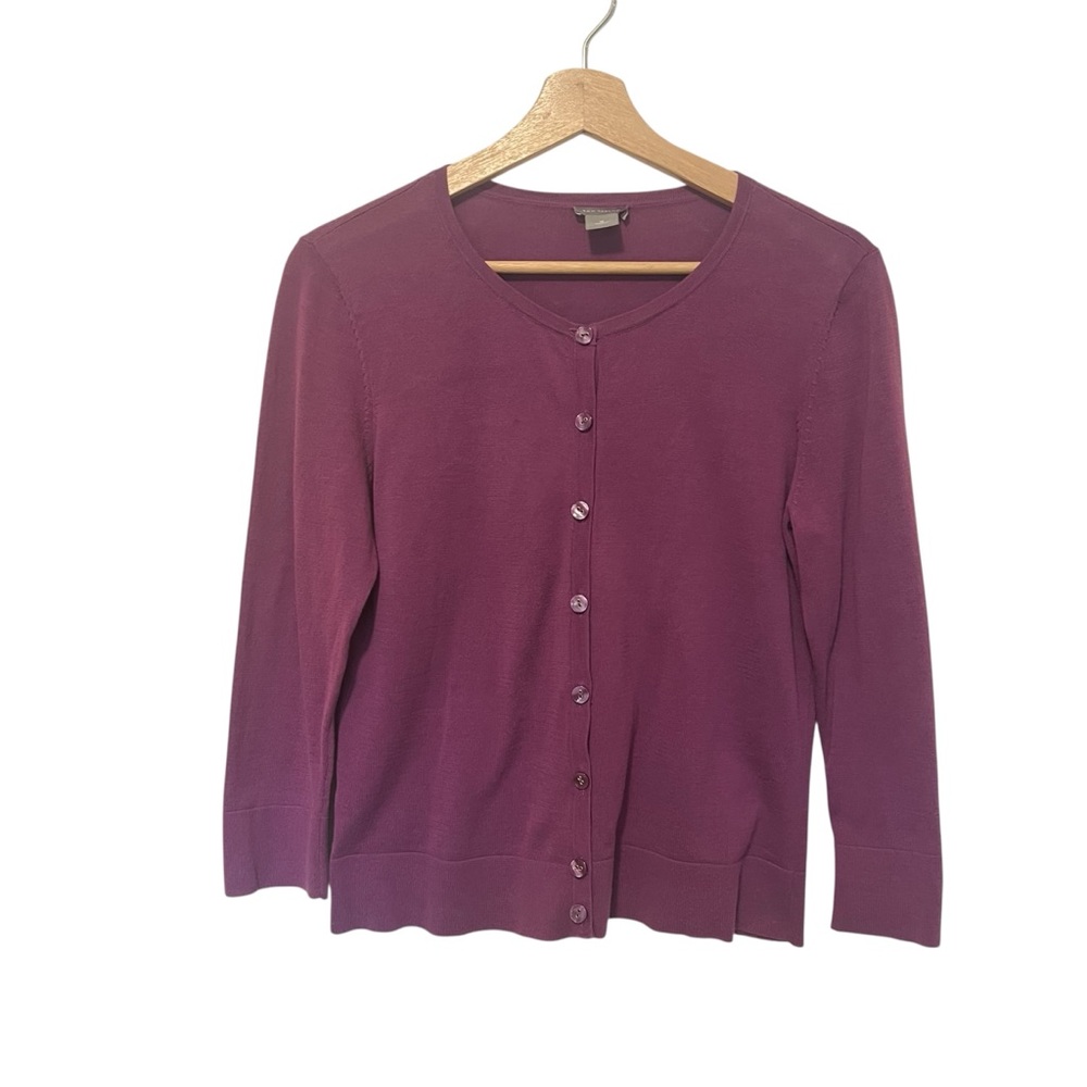 Ann Taylor Purple Button Down Cardigan Sweater size M